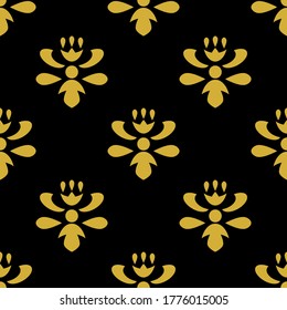 Beautiful seamless modern flower pattern on old gold for decoration