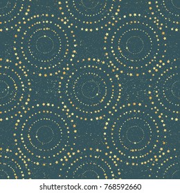 Beautiful seamless night sky pattern with textured stars