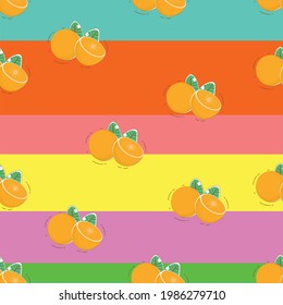 beautiful seamless orange pattern on colorful blue red pink violet yellow and green