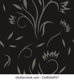 Beautiful seamless ornamental pattern. Dark version. Vector