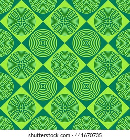 Beautiful seamless ornamental pattern vector illustration green version