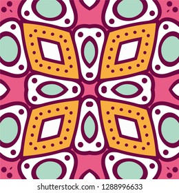 Beautiful seamless ornamental tile background. Vector illustration can be used for desktop wallpaper or frame for a wall hanging or poster, for pattern fills, surface textures, textile.