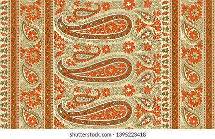 Beautiful seamless paisley pattern with background