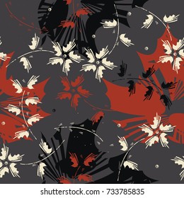 Beautiful seamless pattern with abstract autumn leaves and flowers. Template can be used for surface textures, textile, tile, kids cloth and more creative designs. 