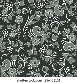 Beautiful seamless pattern with abstract floral elements 4. Vector background