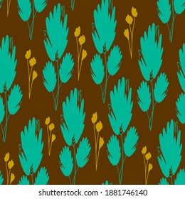 Hermoso patrón impecable con flores abstractas en colores vintage, ilustración de fondo otoñal con motivos botánicos dibujados a mano, impresión para papel pintado, textil, diseño interior, envoltura