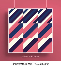 Beautiful seamless pattern with abstract geometric shapes background. Trendy colorful and geometric shapes. Texture for backgrounds, layout, posters, covers and fabrics. Vector illustration.