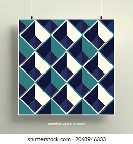 Hermoso patrón impecable con fondo de formas geométricas abstractas. Formas modernas, coloridas y geométricas. Textura para fondos, disposición, carteles, cubiertas y telas. Ilustración vectorial.