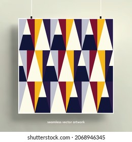 Beautiful seamless pattern with abstract geometric shapes background. Trendy colorful and geometric shapes. Texture for backgrounds, layout, posters, covers and fabrics. Vector illustration.