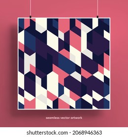 Beautiful seamless pattern with abstract geometric shapes background. Trendy colorful and geometric shapes. Texture for backgrounds, layout, posters, covers and fabrics. Vector illustration.