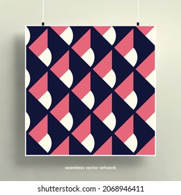 Schönes, nahtloses Muster mit abstraktem geometrischem Hintergrund. Trendfarbige und geometrische Formen. Textur für Hintergründe, Layout, Plakate, Bezüge und Stoffe. Vektorgrafik.