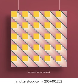 Hermoso patrón impecable con fondo de formas geométricas abstractas. Formas modernas, coloridas y geométricas. Textura para fondos, disposición, carteles, cubiertas y telas. Ilustración vectorial.