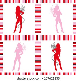 beautiful seamless pattern with angels and demons