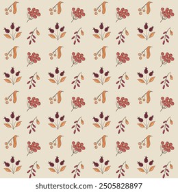 Beautiful seamless pattern with autumn plants