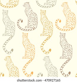 Beautiful seamless pattern background with amazing animal cheetah. Vector illustration