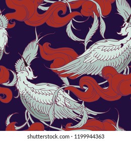Beautiful seamless pattern background with flying birds.
