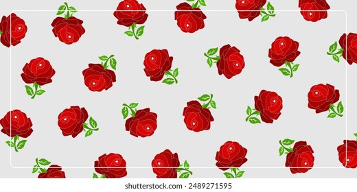 beautiful seamless pattern background with rose flower icons. design for banner, poster, greeting card, social media