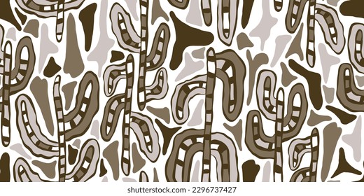 Hermosa abstracción beige sin fisuras en un fondo blanco. Resumen de diseño elegante para diseño de afiches de moda, diseño web, ropa, papel pintado, empaque.