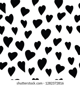 Beautiful seamless pattern with black hearts. Background romantic design. Design elements for Valentine's day.