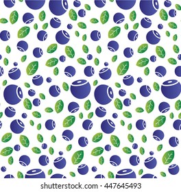Beautiful seamless pattern with blueberries and leaves.