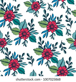 Beautiful Seamless Pattern with Bouquet Florals 