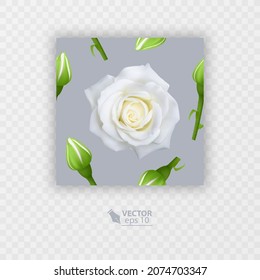 Schönes, nahtloses Muster mit Bouquets, Blumen von weißen Rosen auf hellem Hintergrund. Schönes florales Design Element von Textilien. Vektorformat
