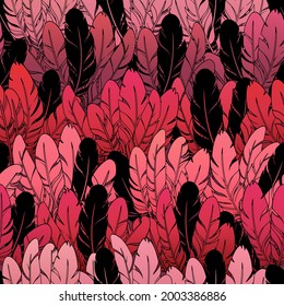 beautiful seamless pattern of bright bird feathers