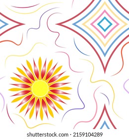beautiful seamless pattern with bright yellow sun
