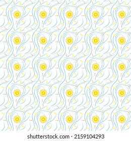 beautiful seamless pattern with bright yellow sun