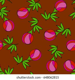 Beautiful seamless pattern with buds pions, vector