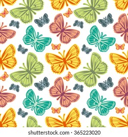Beautiful seamless pattern with butterflies