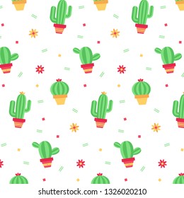 beautiful seamless pattern with cactus. Bright repeated texture with green cactus. natural background with desert plants. trendy vector. modern design. vector illustration. hipster fashion. eps.10