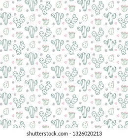 beautiful seamless pattern with cactus. Bright repeated texture with green cactus. natural background with desert plants. trendy vector. modern design. vector illustration. hipster fashion. eps.10