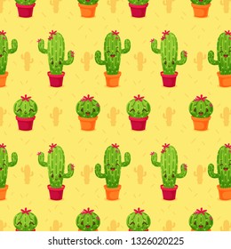 beautiful seamless pattern with cactus. Bright repeated texture with green cactus. natural background with desert plants. trendy vector. modern design. vector illustration. hipster fashion. eps.10