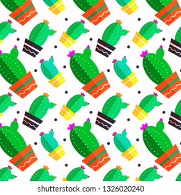 beautiful seamless pattern with cactus. Bright repeated texture with green cactus, natural background with desert plants, trendy vector. modern design. vector illustration. hipster fashion. eps.10