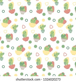 beautiful seamless pattern with cactus. Bright repeated texture with green cactus. natural background with desert plants. trendy vector. modern design. vector illustration. hipster fashion. eps.10