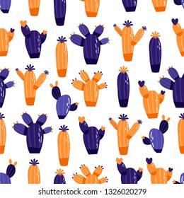 beautiful seamless pattern with cactus. Bright repeated texture with green cactus. natural background with desert plants. trendy vector. modern design. vector illustration. hipster fashion. eps.10