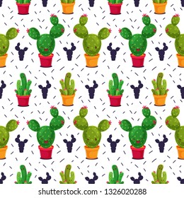 beautiful seamless pattern with cactus. Bright repeated texture with green cactus. natural background with desert plants. trendy vector. modern design. vector illustration. hipster fashion. eps.10