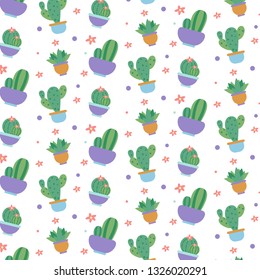 beautiful seamless pattern with cactus. Bright repeated texture with green cactus. natural background with desert plants. trendy vector. modern design. vector illustration. hipster fashion. eps.10