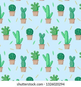 beautiful seamless pattern with cactus. Bright repeated texture with green cactus. natural background with desert plants. trendy vector. modern design. vector illustration. hipster fashion. eps.10