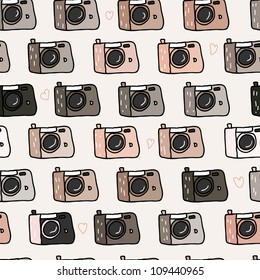 beautiful seamless pattern with cameras in vector