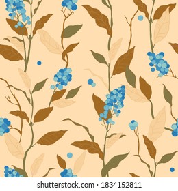 Beautiful seamless pattern. Christmas seamless pattern with red holly berries. 
