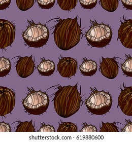 Beautiful seamless pattern with coconut. Perfect for wallpapers, web page backgrounds, surface textures, textile.