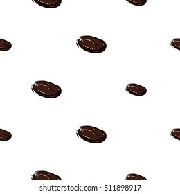 Beautiful seamless pattern with coffee beans for cafe or coffee-shops. Inspired by variety of coffee beverages. Vector background with isolated elements on white backdrop.