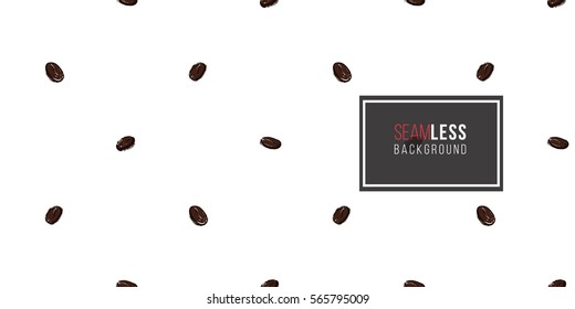 Beautiful seamless pattern with coffee beans for cafe or coffee-shops. Vector background with isolated elements on white backdrop.