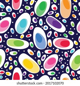 beautiful seamless pattern colorful abstract circle shape with dark blue background Good use for background, textile, fashion, wallpaper, gift wrap, cover, fabric and others