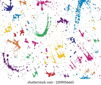 Hermoso patrón impecable de manchas de tinta coloridas y salpicaduras. Aislado. Ilustración del vector