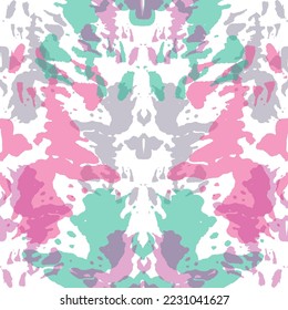 Beautiful seamless pattern of colorful ink blots and splashes. Isolated. Vector illustration