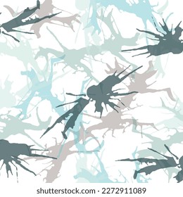 Beautiful seamless pattern of colorful ink blots and splashes. Isolated. Vector illustration