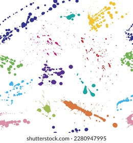 Hermoso patrón impecable de manchas de tinta coloridas y salpicaduras. Ilustración del vector